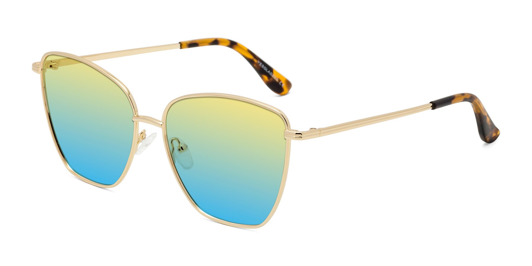 Angle of Oysters in Gold with Yellow / Blue Gradient Lenses