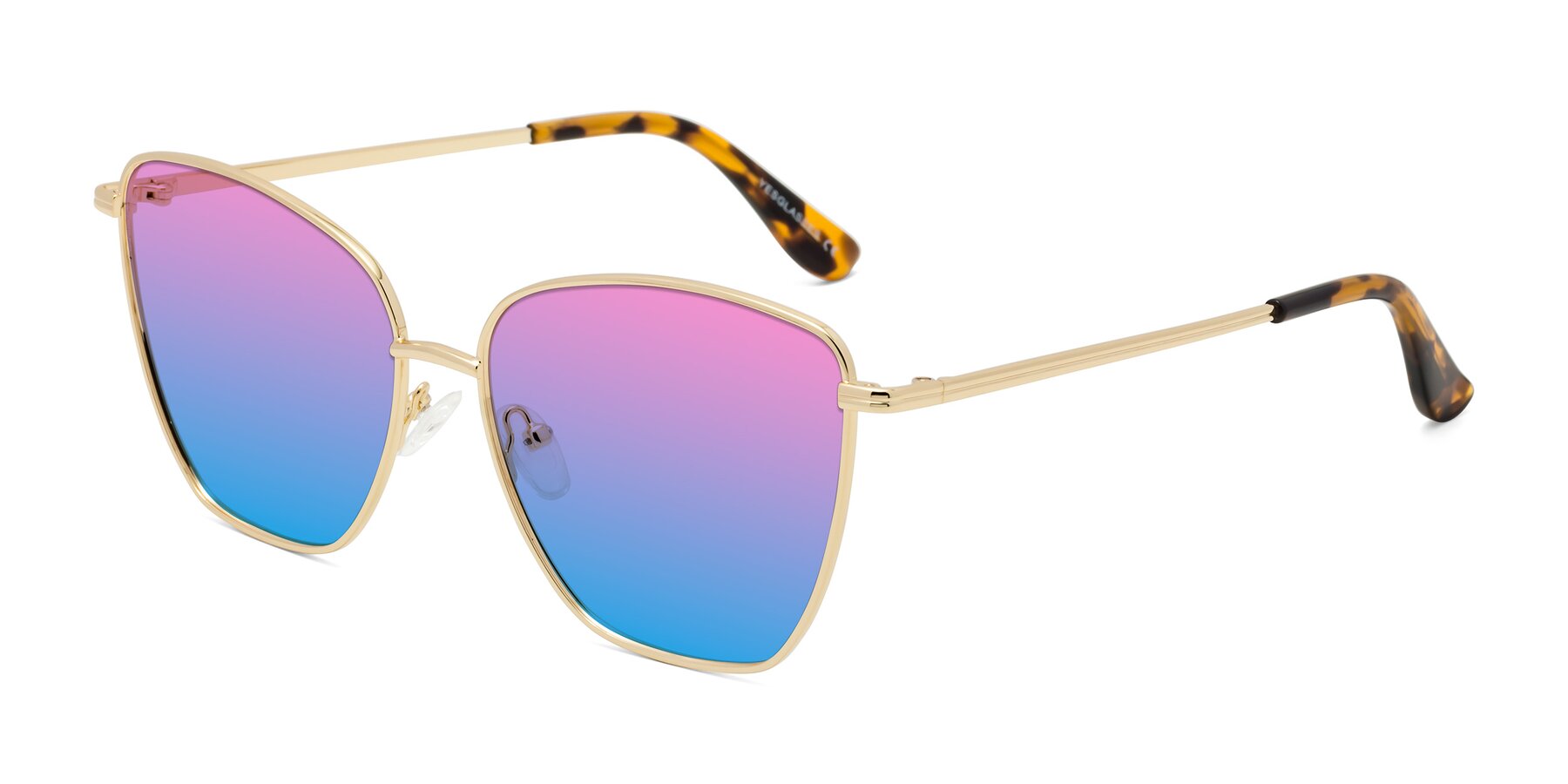 Angle of Oysters in Gold with Pink / Blue Gradient Lenses