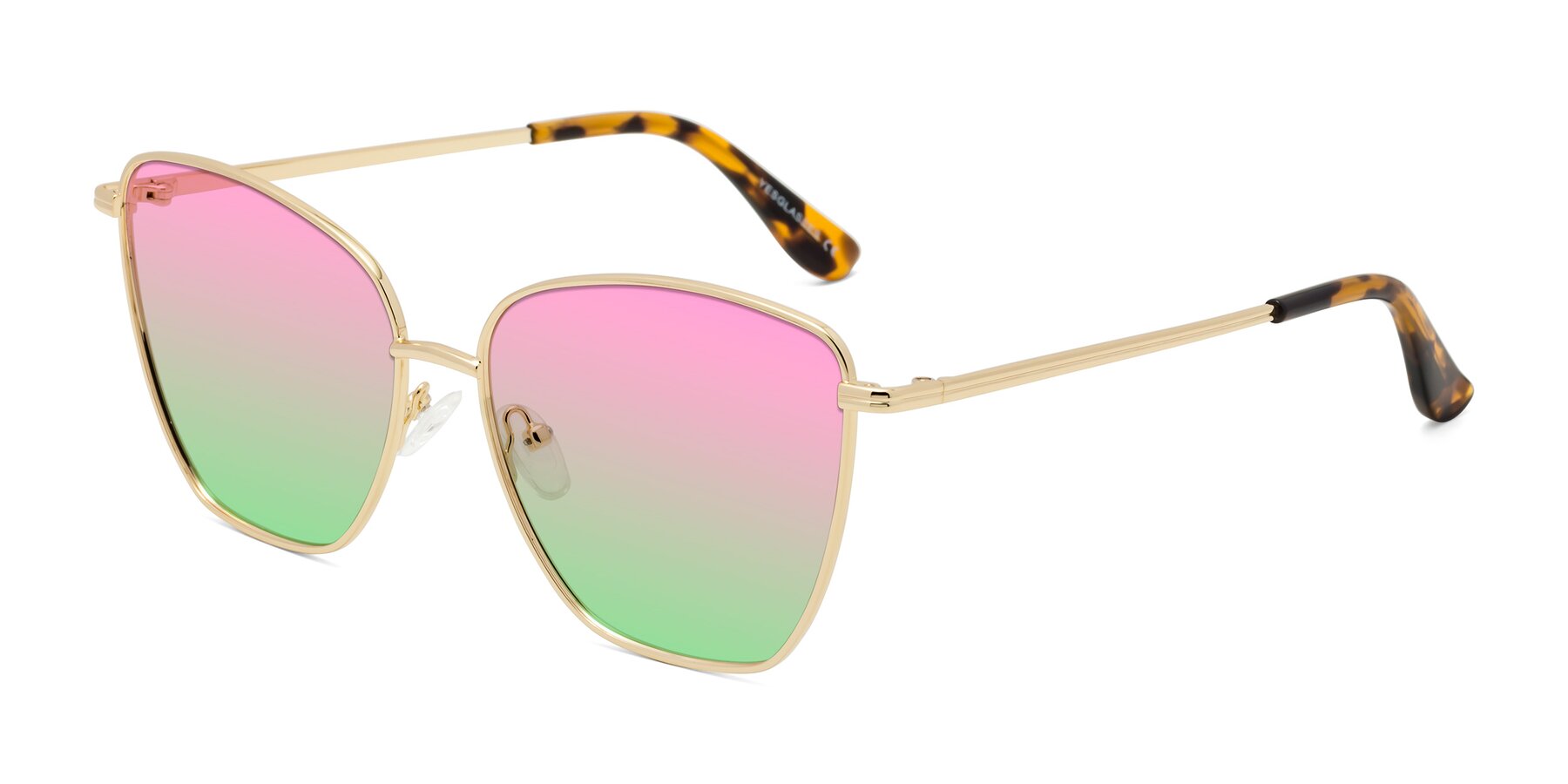 Angle of Oysters in Gold with Pink / Green Gradient Lenses