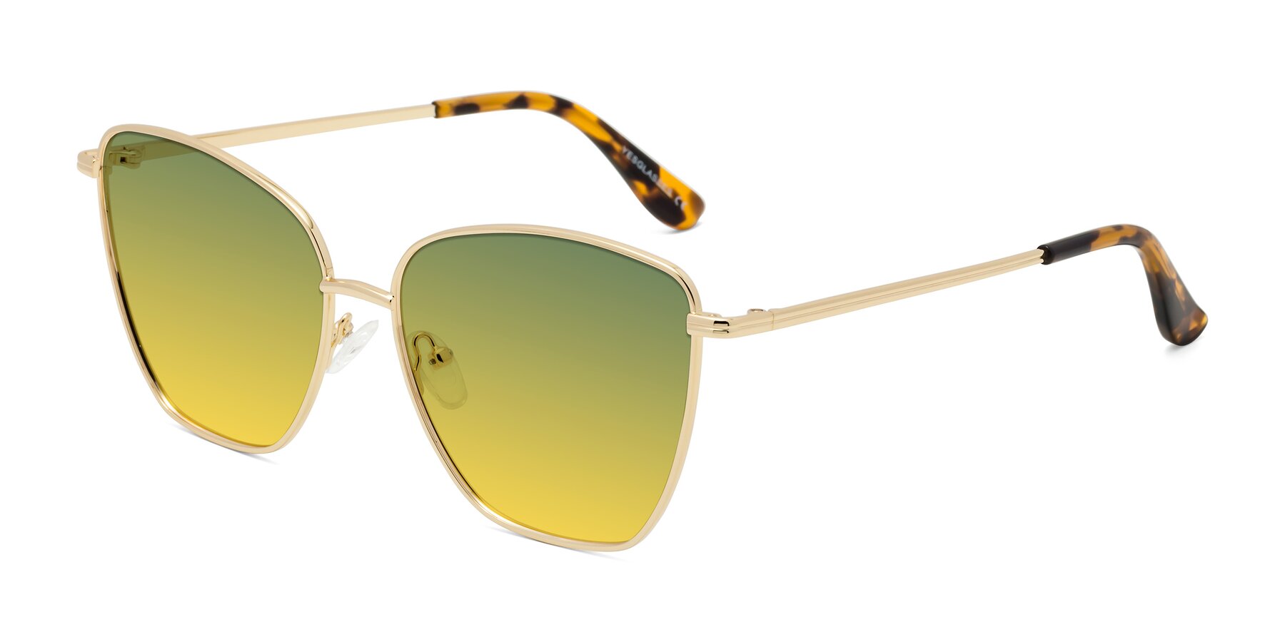 Angle of Oysters in Gold with Green / Yellow Gradient Lenses