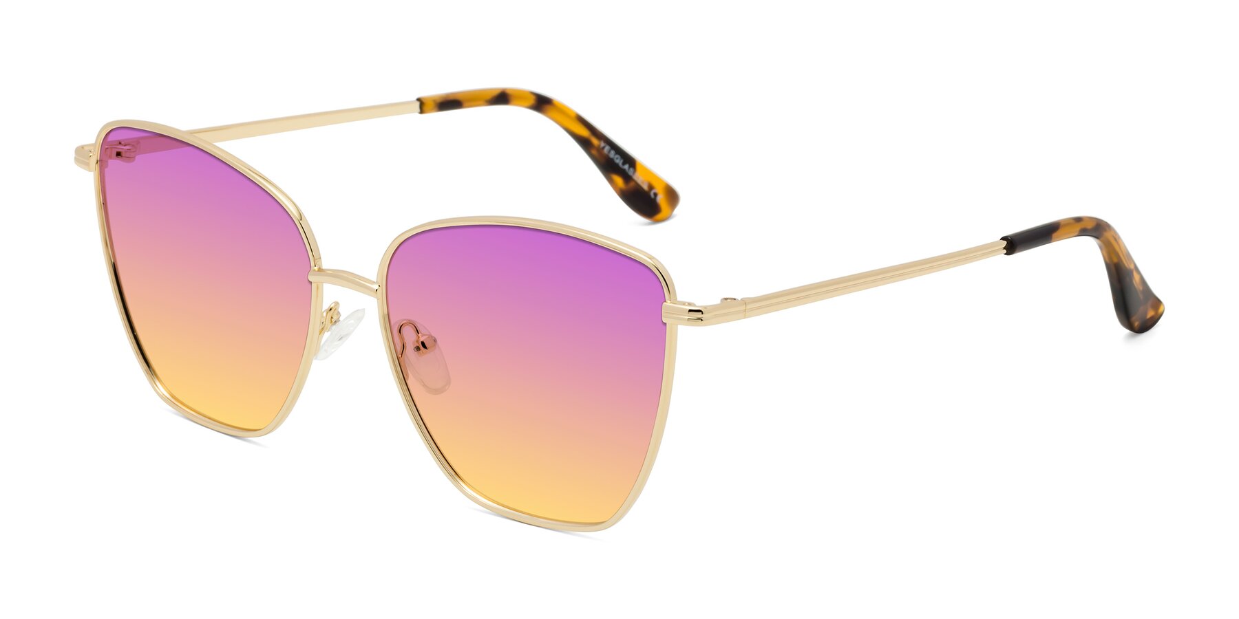 Angle of Oysters in Gold with Purple / Yellow Gradient Lenses