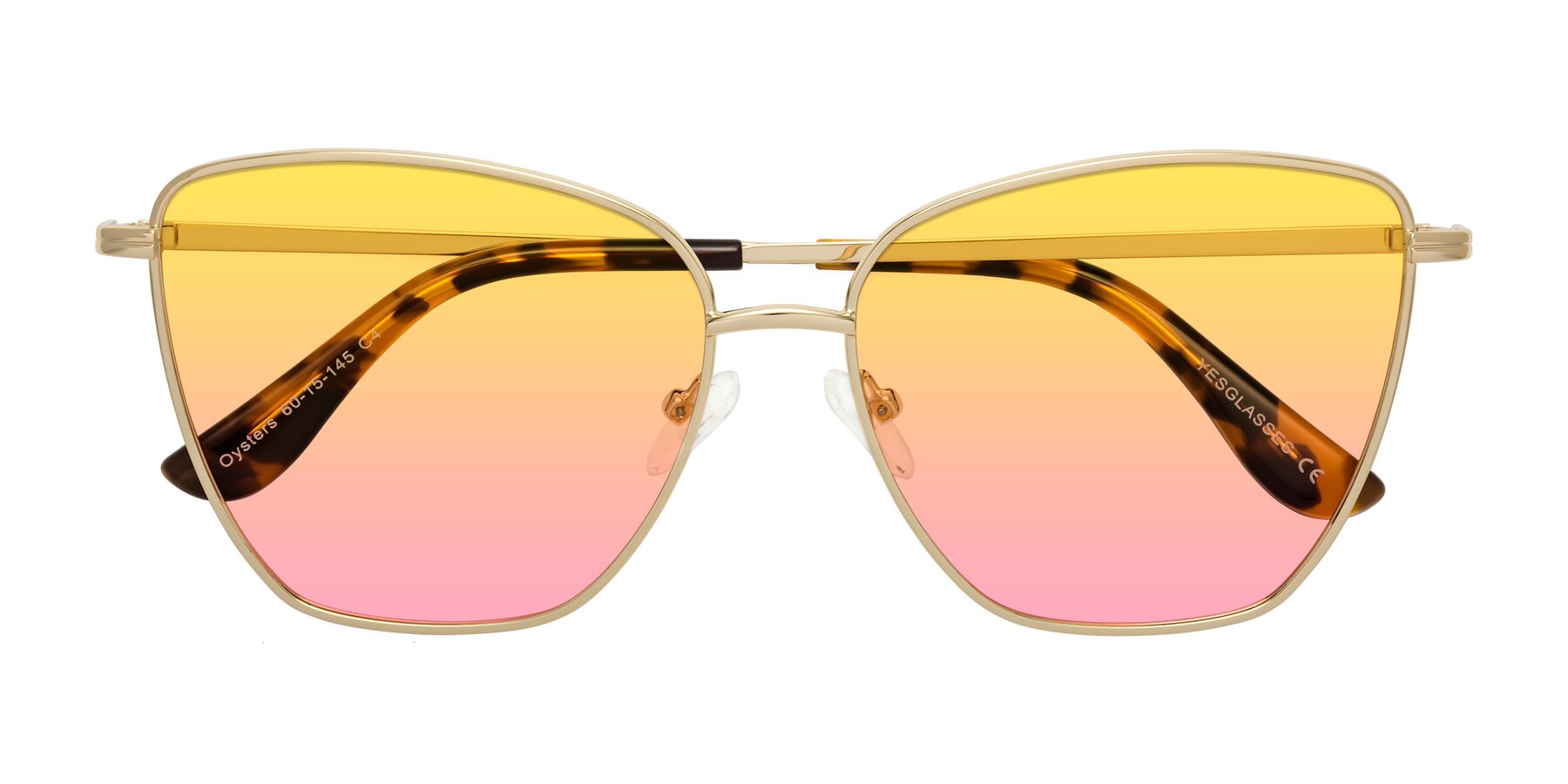 Folded Front of Oysters in Gold with Yellow / Pink Gradient Lenses