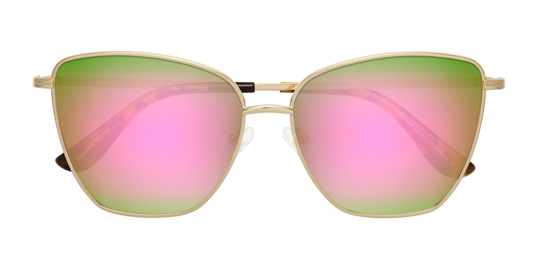 Folded Front of Oysters in Gold with Pink Mirrored Lenses