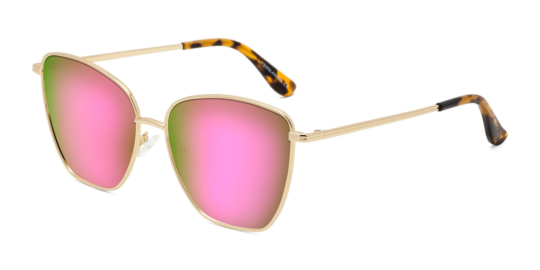 Angle of Oysters in Gold with Pink Mirrored Lenses