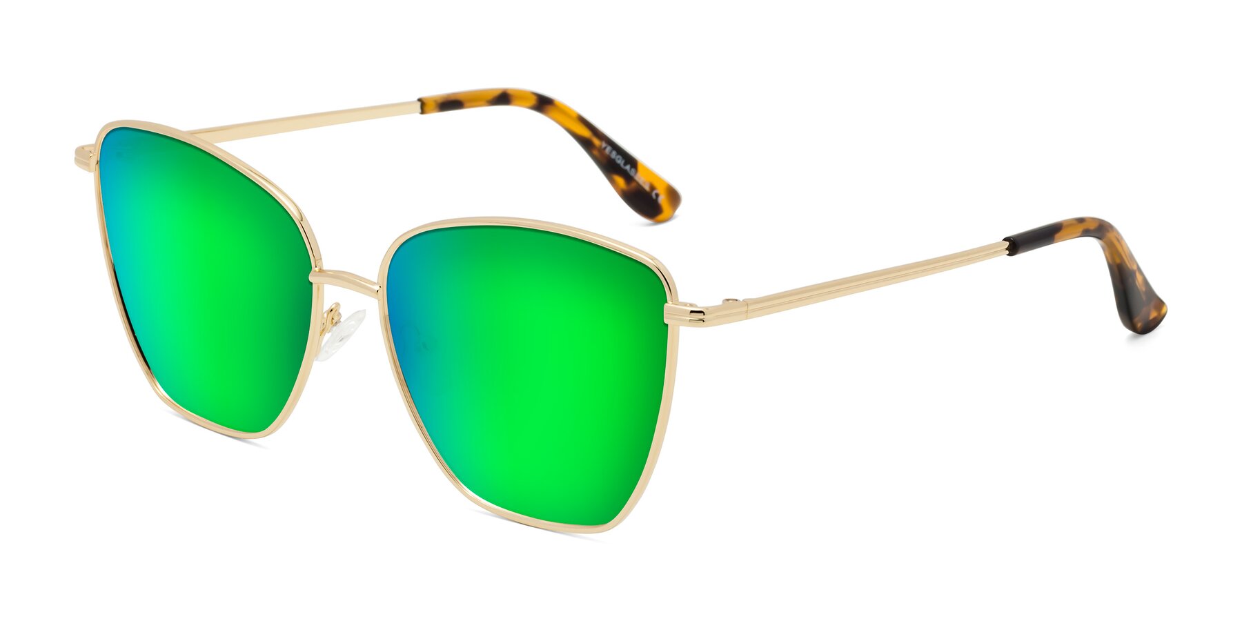 Angle of Oysters in Gold with Green Mirrored Lenses