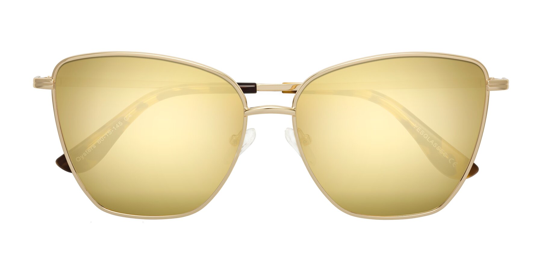 Folded Front of Oysters in Gold with Gold Mirrored Lenses