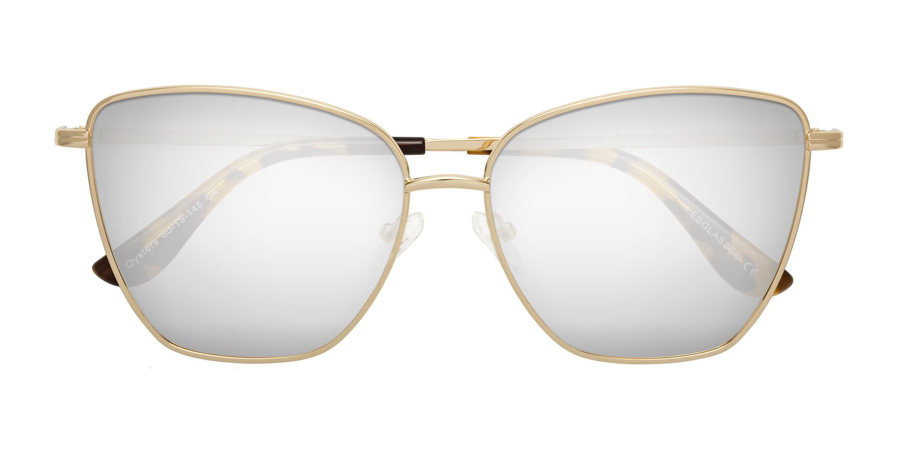 Folded Front of Oysters in Gold with Silver Mirrored Lenses