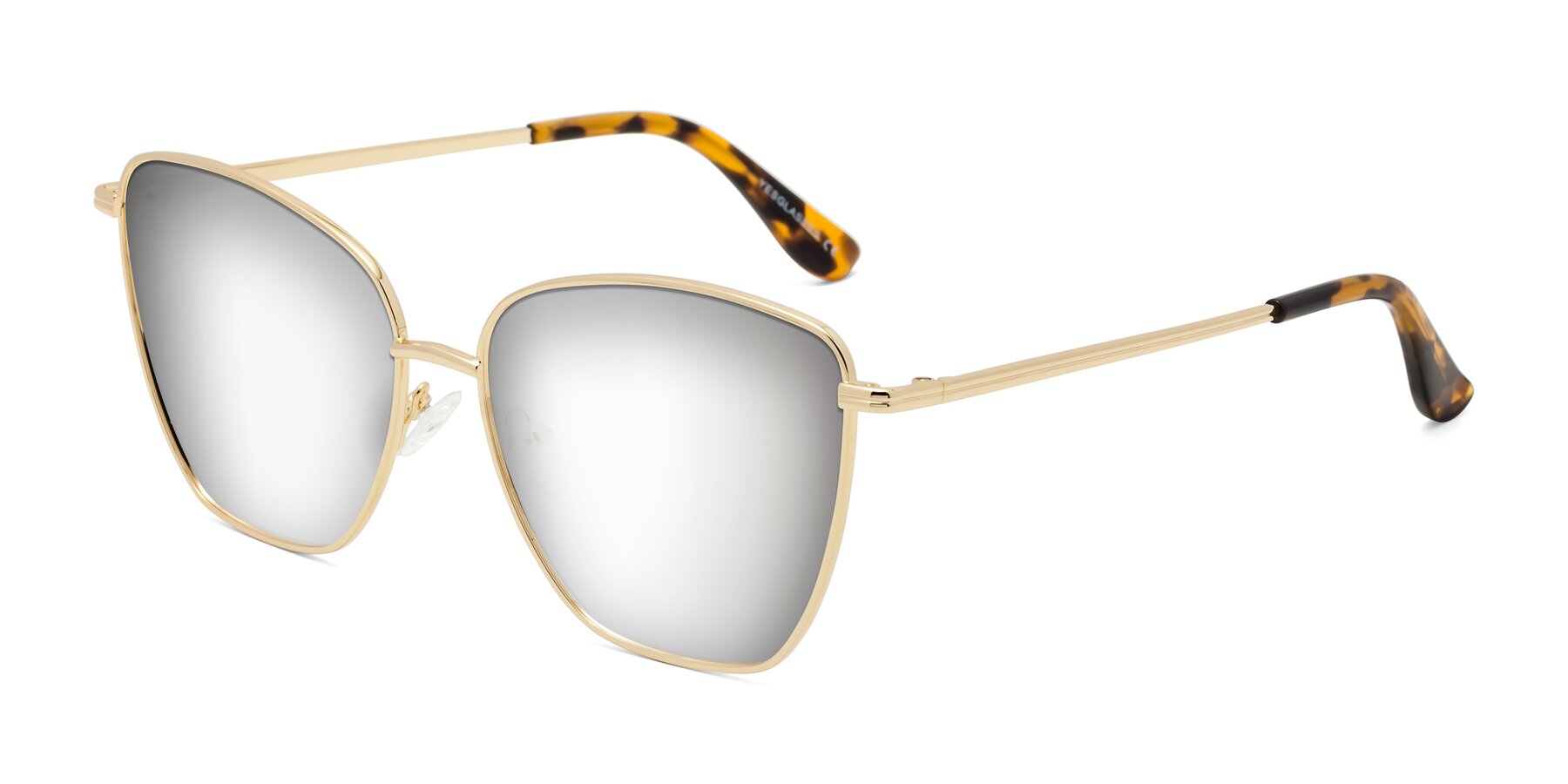 Angle of Oysters in Gold with Silver Mirrored Lenses