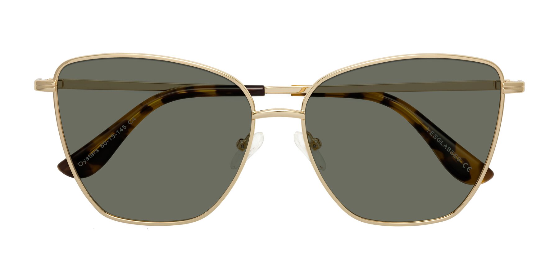 Folded Front of Oysters in Gold with Gray Polarized Lenses