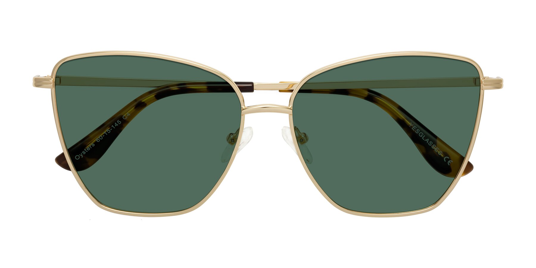 Folded Front of Oysters in Gold with Green Polarized Lenses