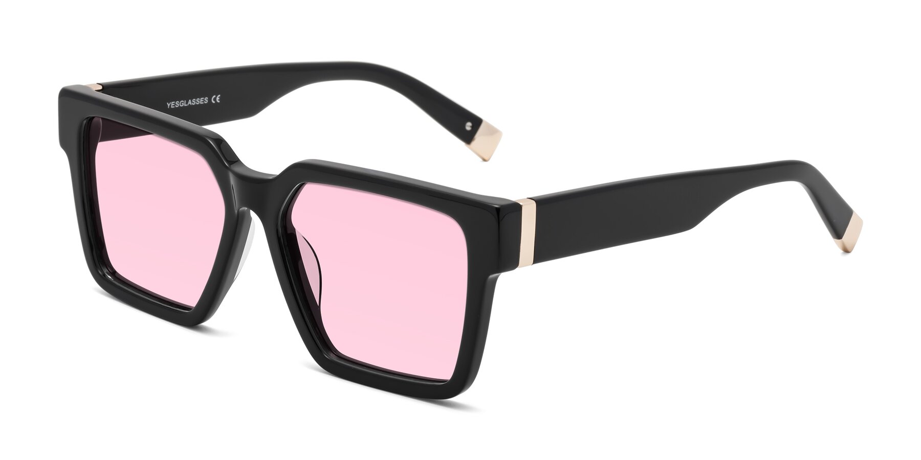 Angle of Prince in Black with Light Pink Tinted Lenses