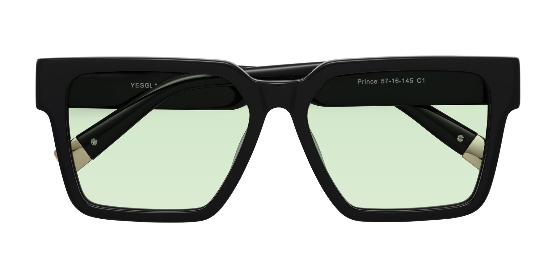 Folded Front of Prince in Black with Light Green Tinted Lenses