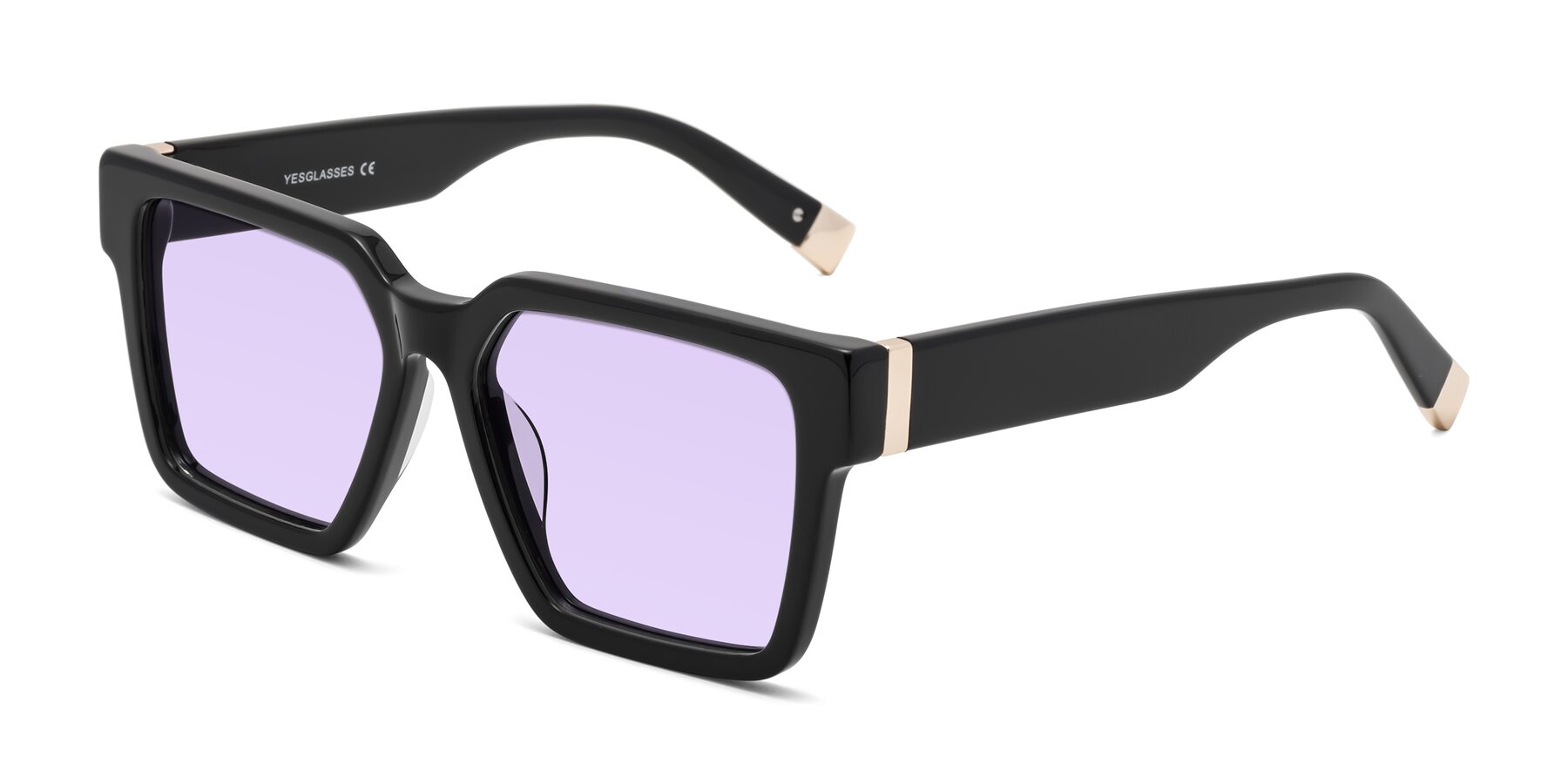 Angle of Prince in Black with Light Purple Tinted Lenses