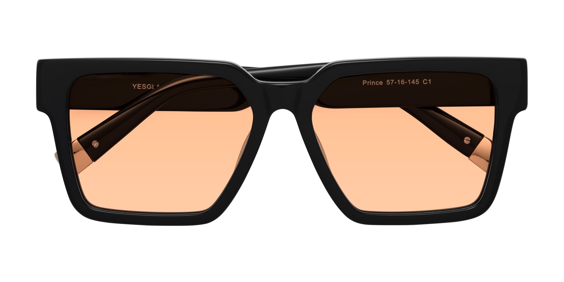 Folded Front of Prince in Black with Light Orange Tinted Lenses