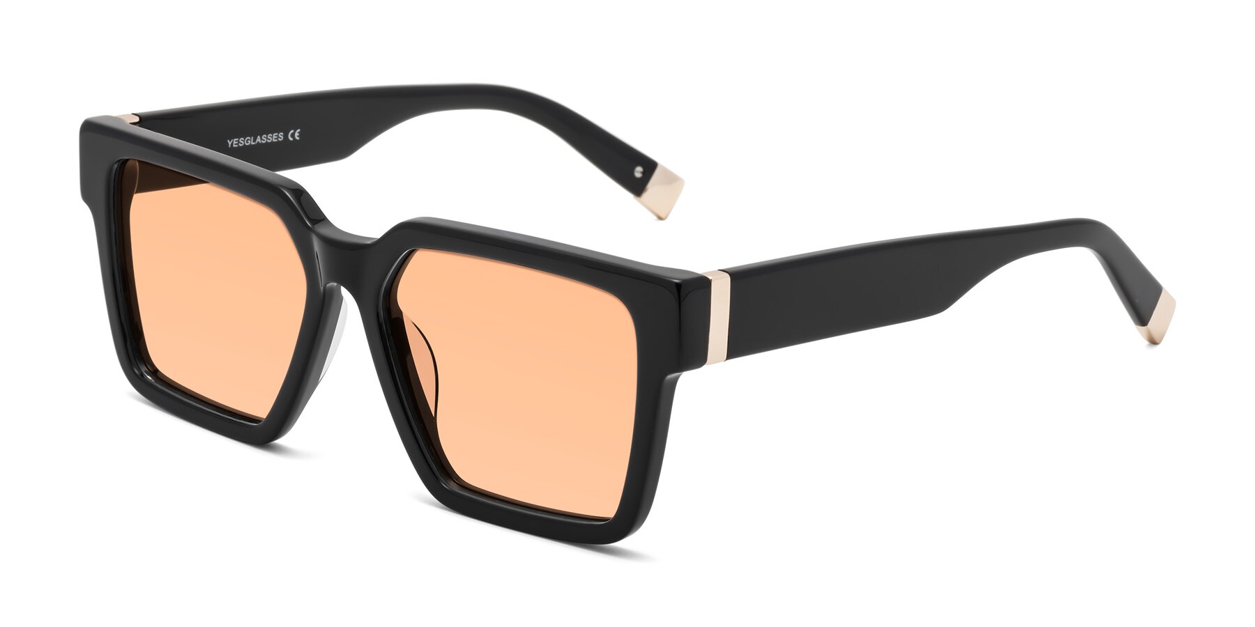 Angle of Prince in Black with Light Orange Tinted Lenses