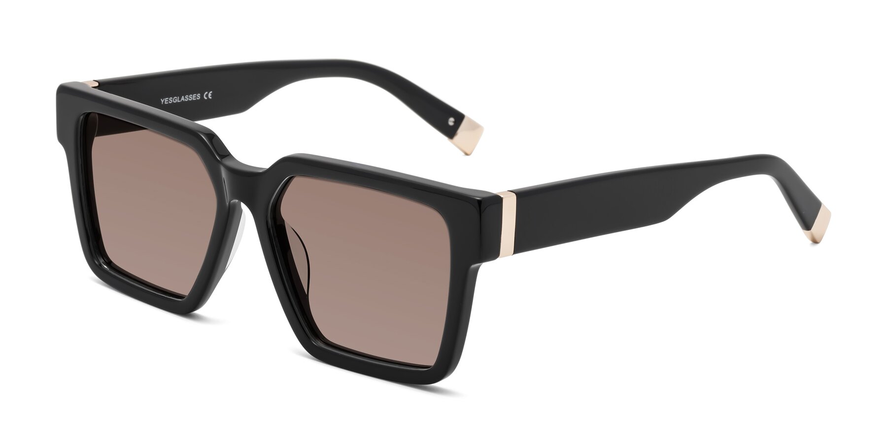 Angle of Prince in Black with Medium Brown Tinted Lenses