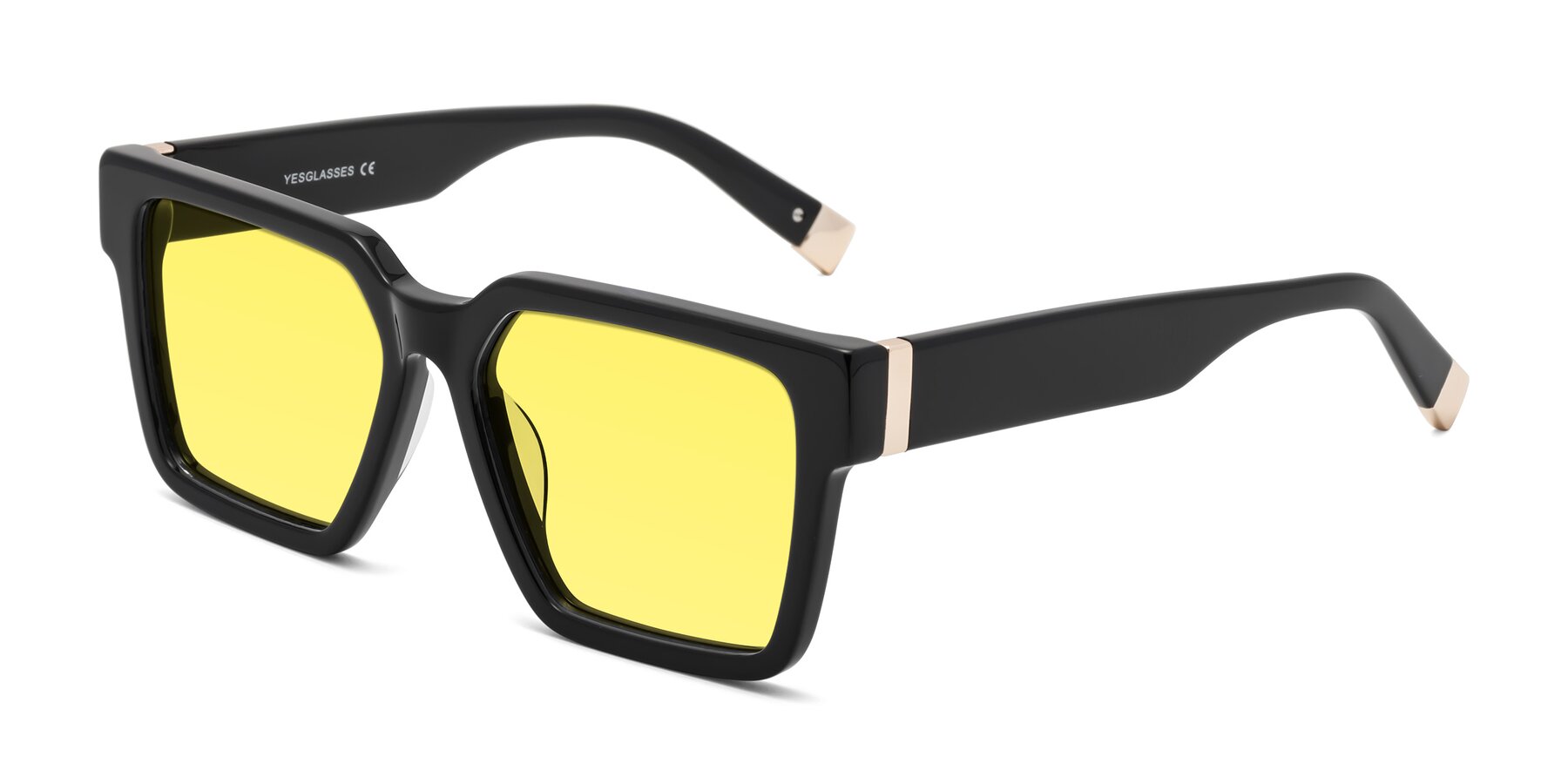 Angle of Prince in Black with Medium Yellow Tinted Lenses