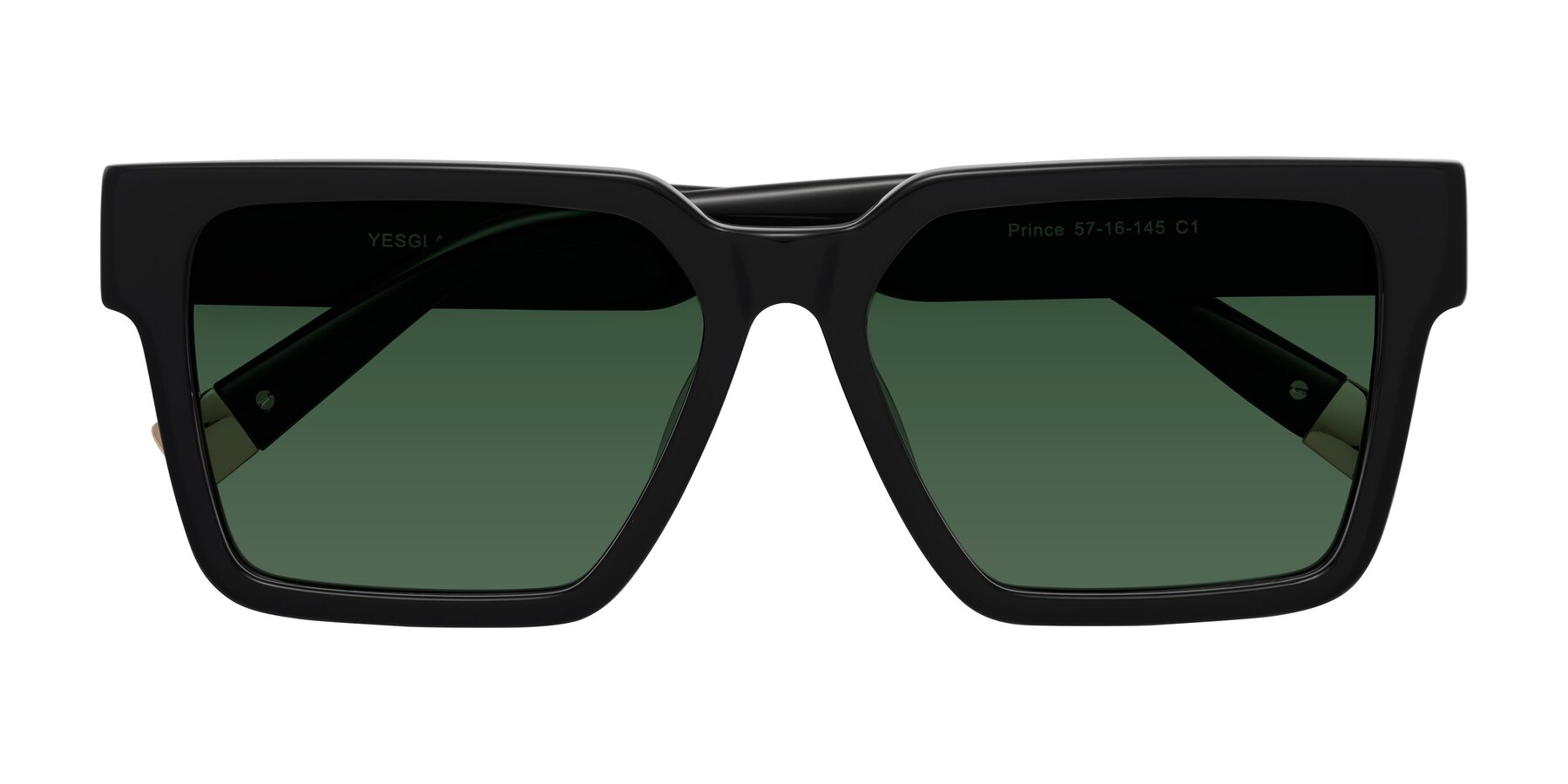 Folded Front of Prince in Black with Green Tinted Lenses