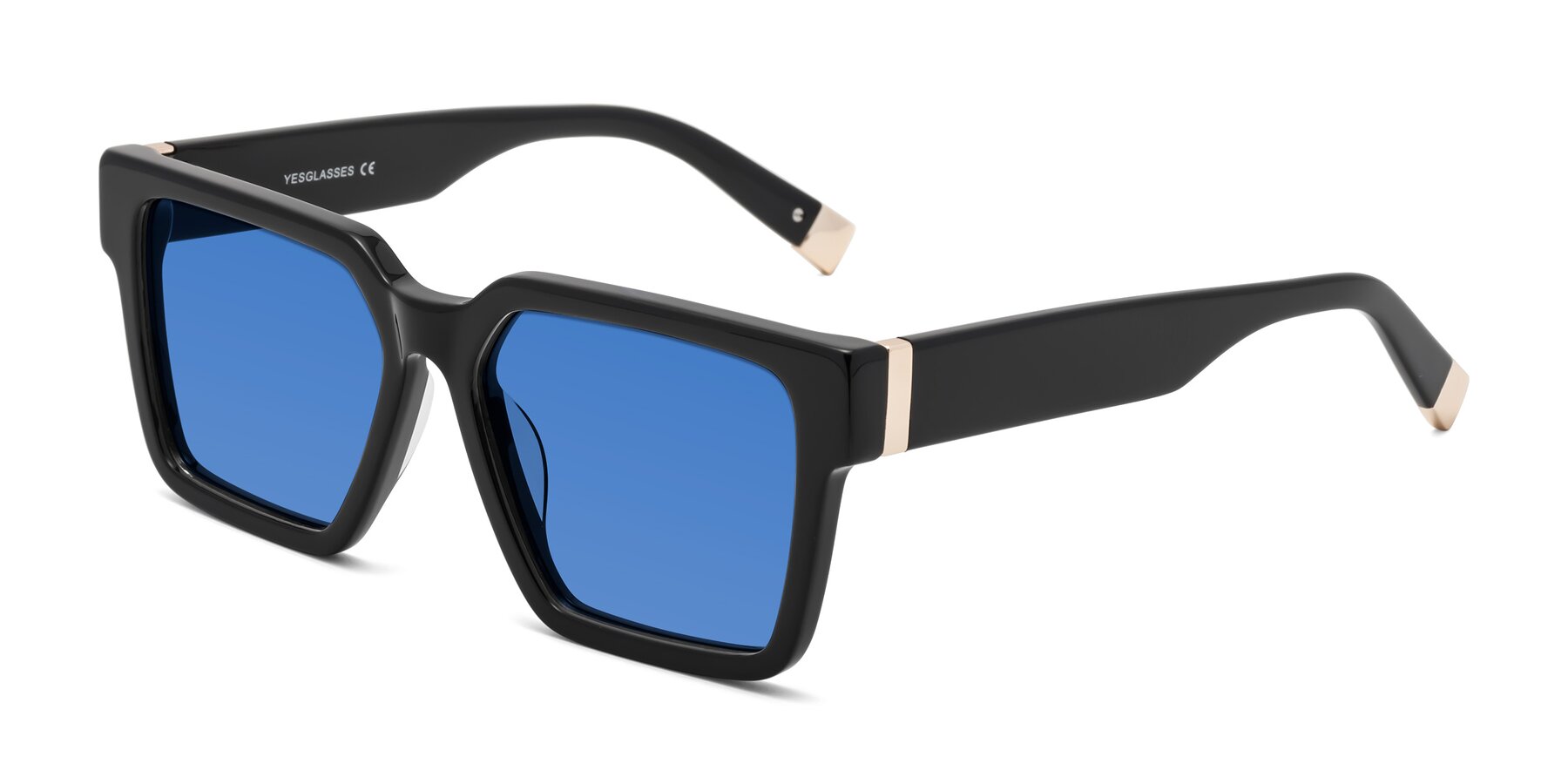 Angle of Prince in Black with Blue Tinted Lenses