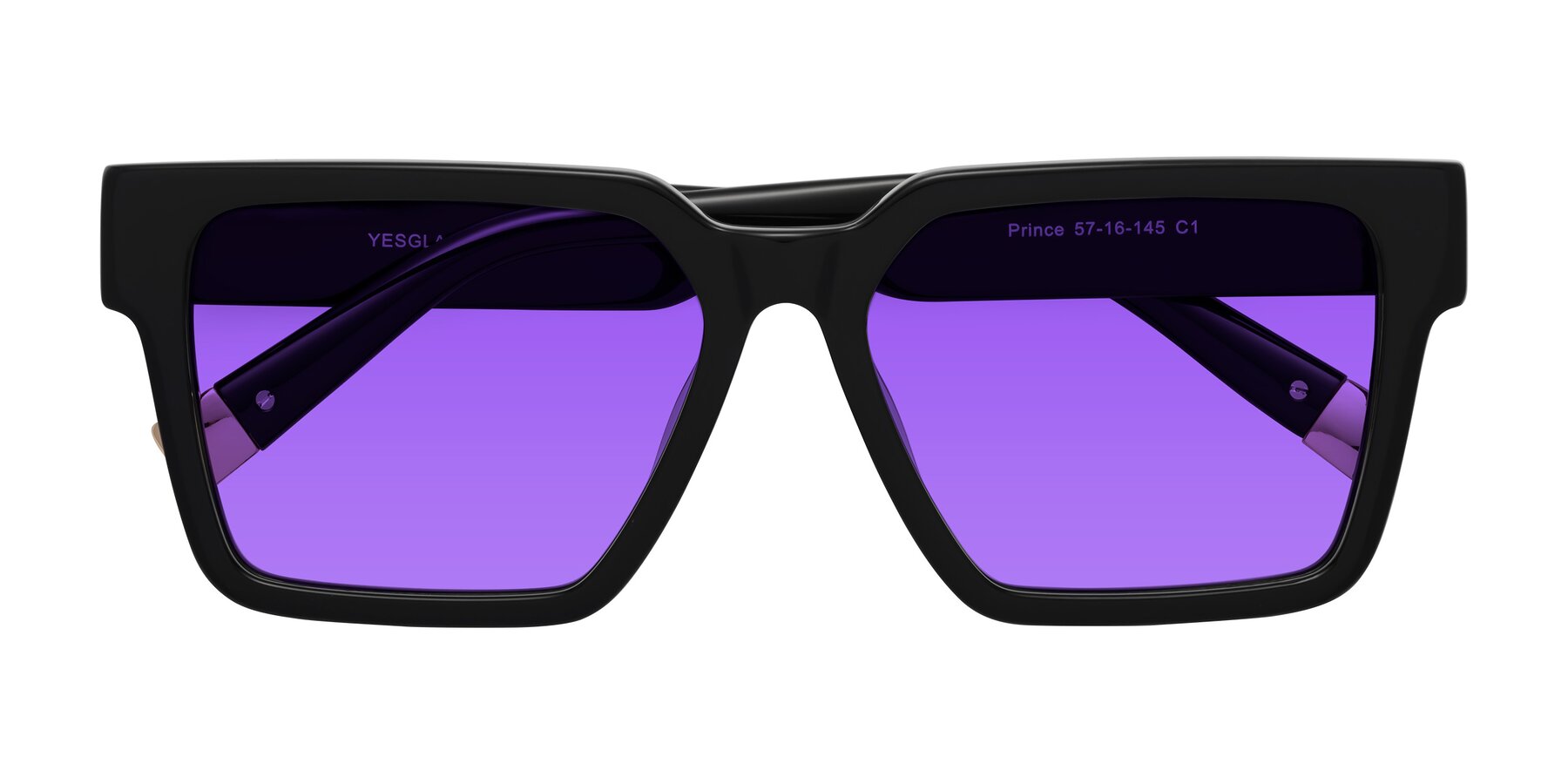 Folded Front of Prince in Black with Purple Tinted Lenses