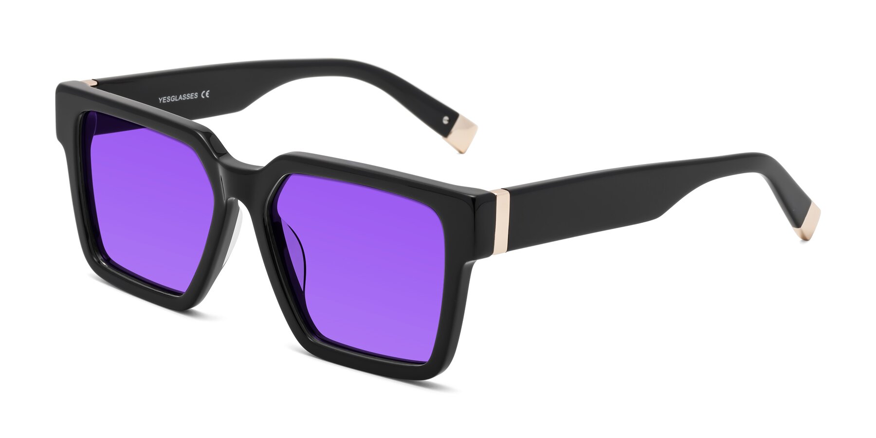 Angle of Prince in Black with Purple Tinted Lenses