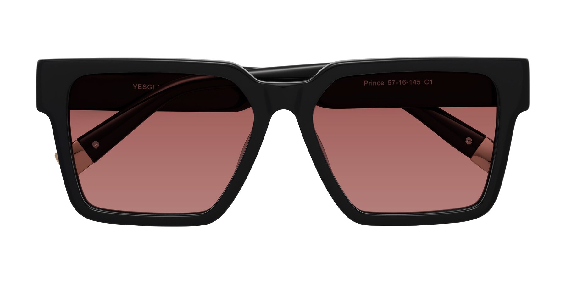 Folded Front of Prince in Black with Garnet Tinted Lenses