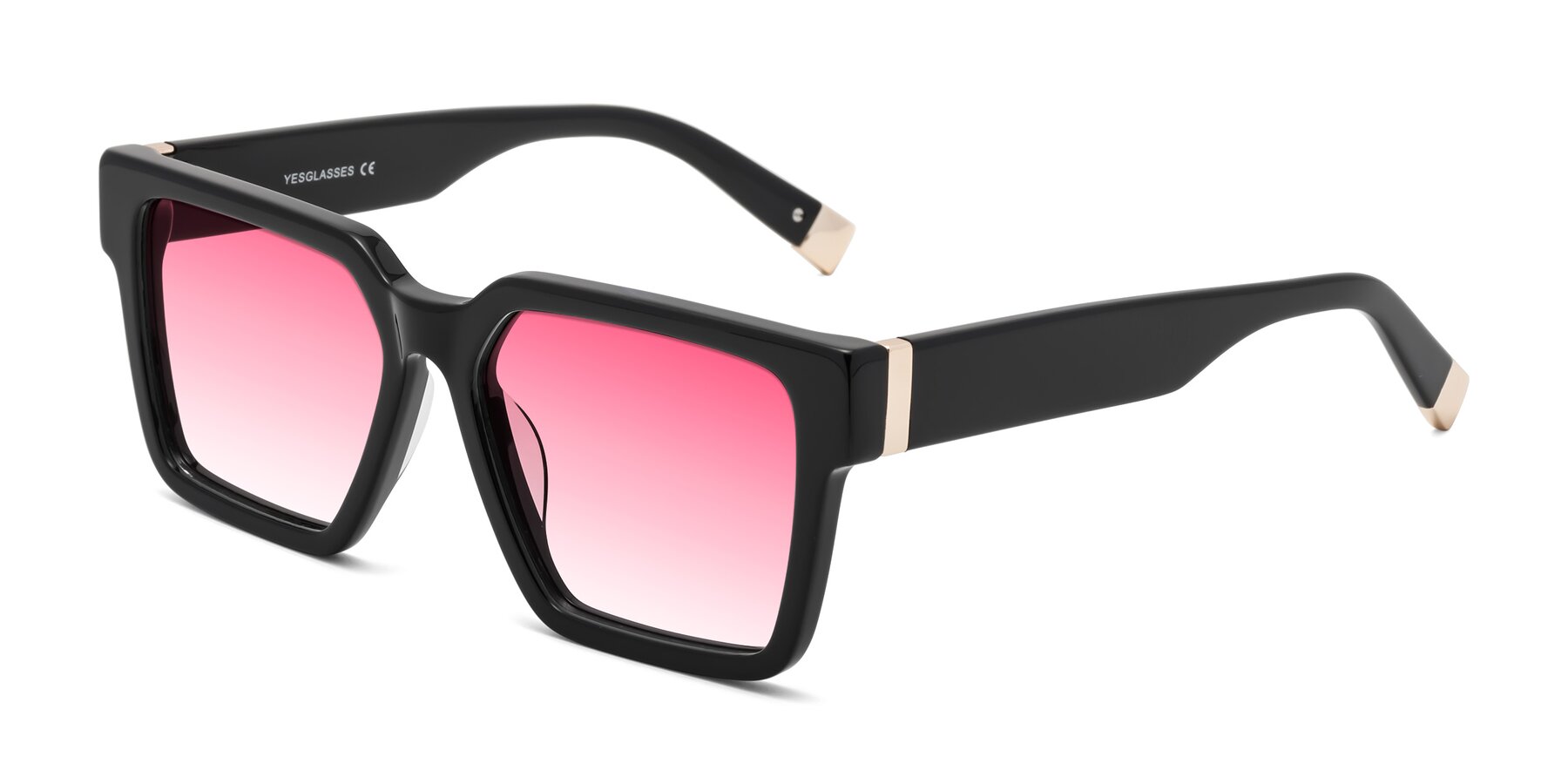 Angle of Prince in Black with Pink Gradient Lenses