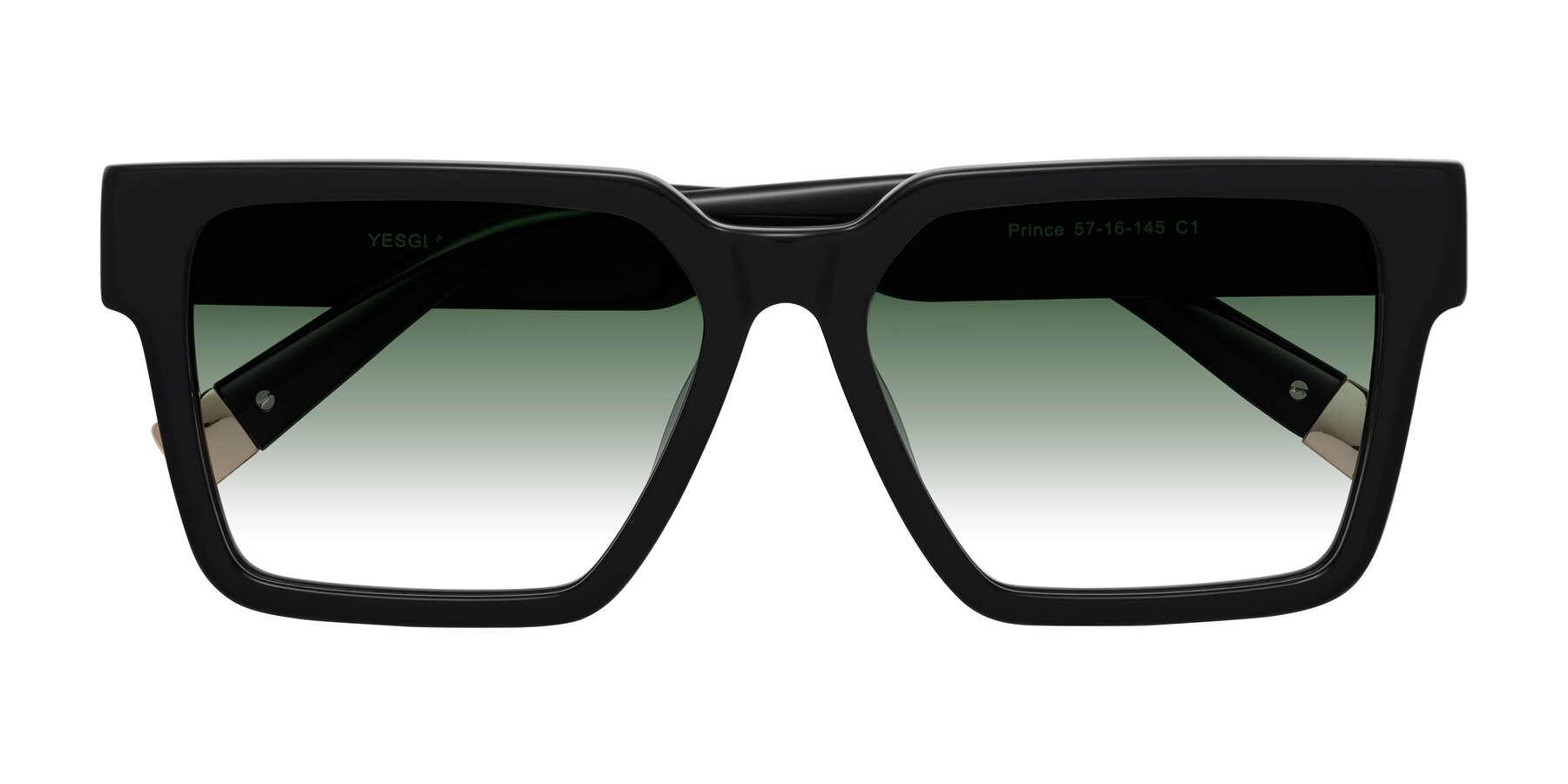 Folded Front of Prince in Black with Green Gradient Lenses