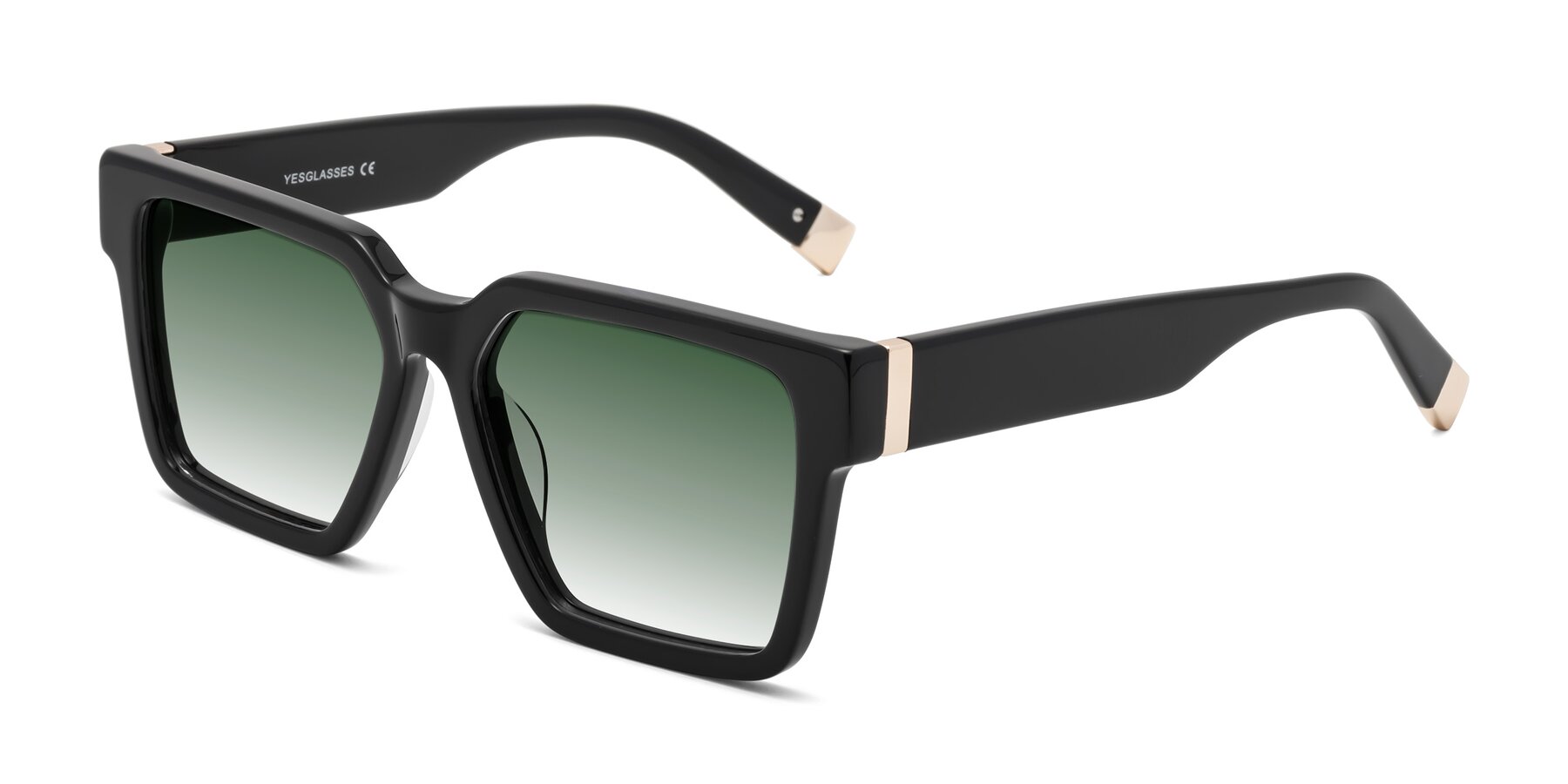 Angle of Prince in Black with Green Gradient Lenses