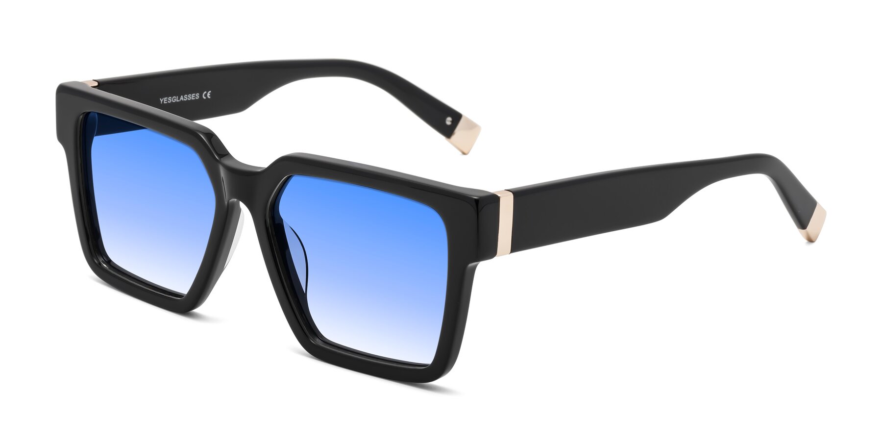 Angle of Prince in Black with Blue Gradient Lenses