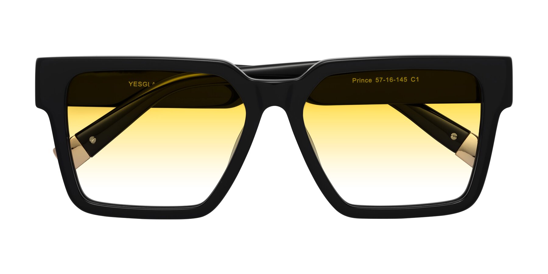 Folded Front of Prince in Black with Yellow Gradient Lenses