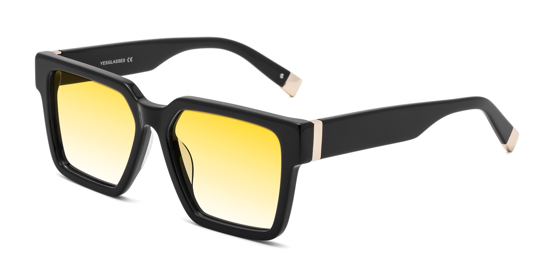 Angle of Prince in Black with Yellow Gradient Lenses