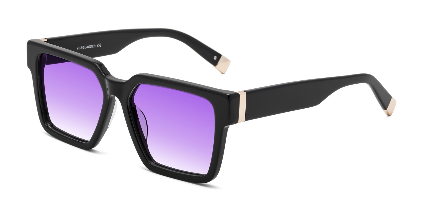 Angle of Prince in Black with Purple Gradient Lenses