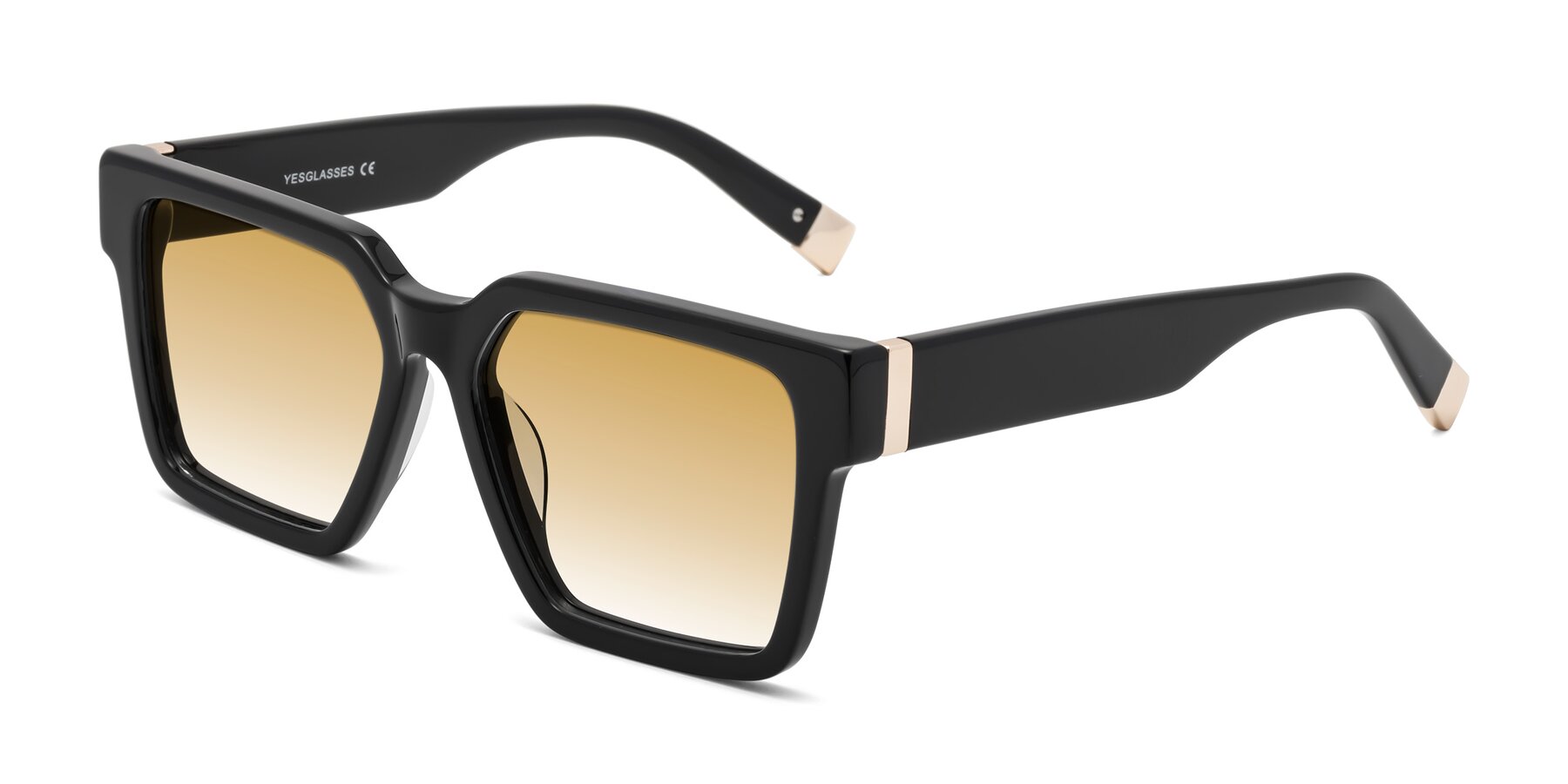 Angle of Prince in Black with Champagne Gradient Lenses