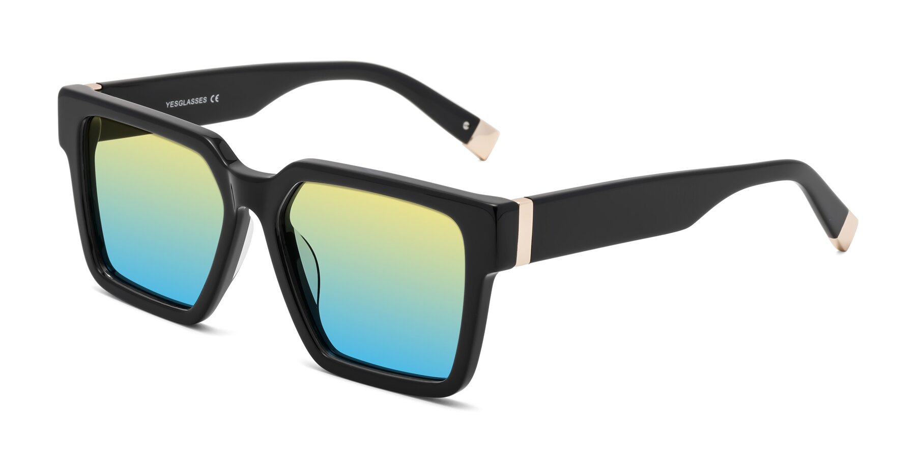 Angle of Prince in Black with Yellow / Blue Gradient Lenses