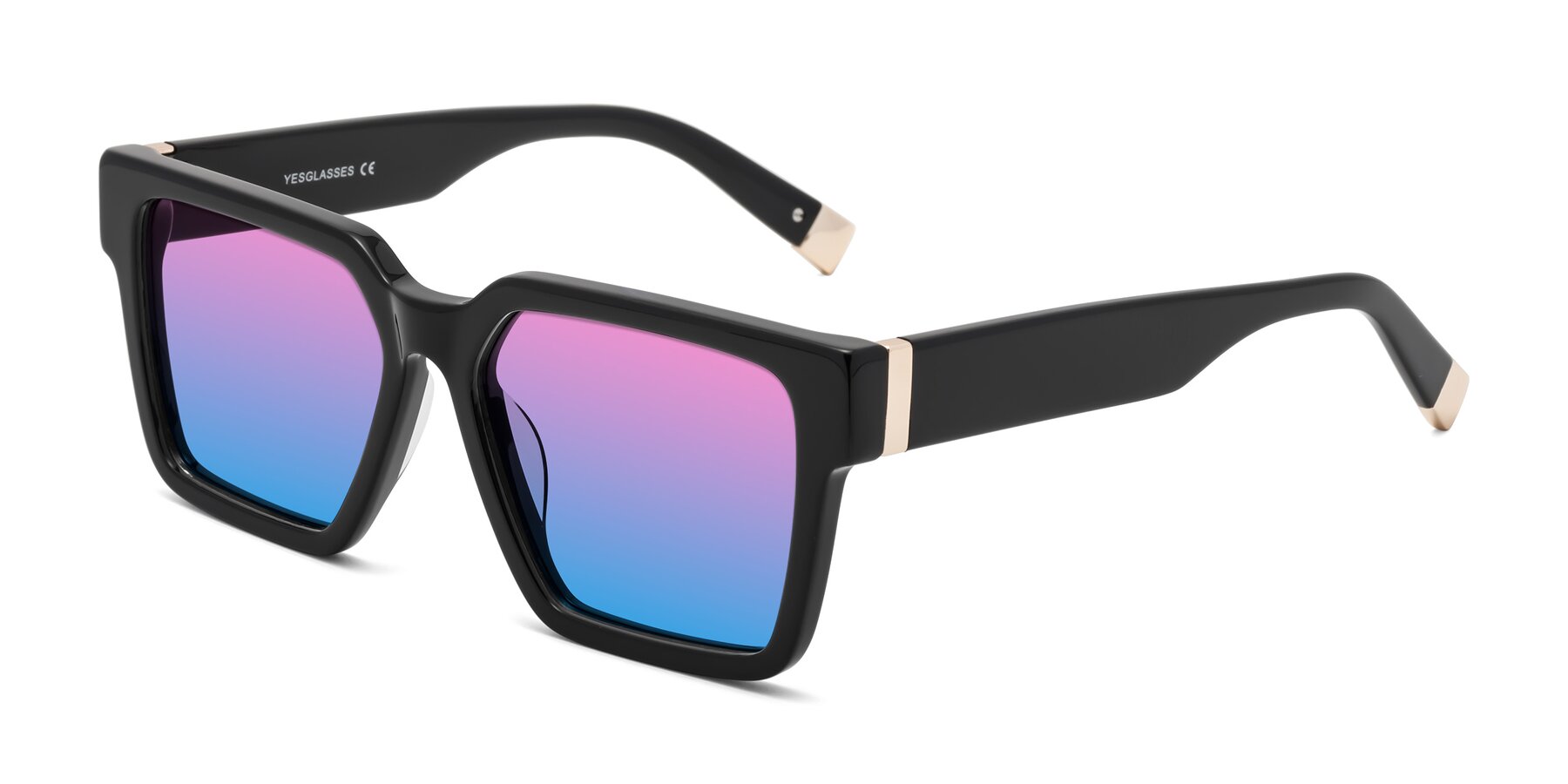 Angle of Prince in Black with Pink / Blue Gradient Lenses