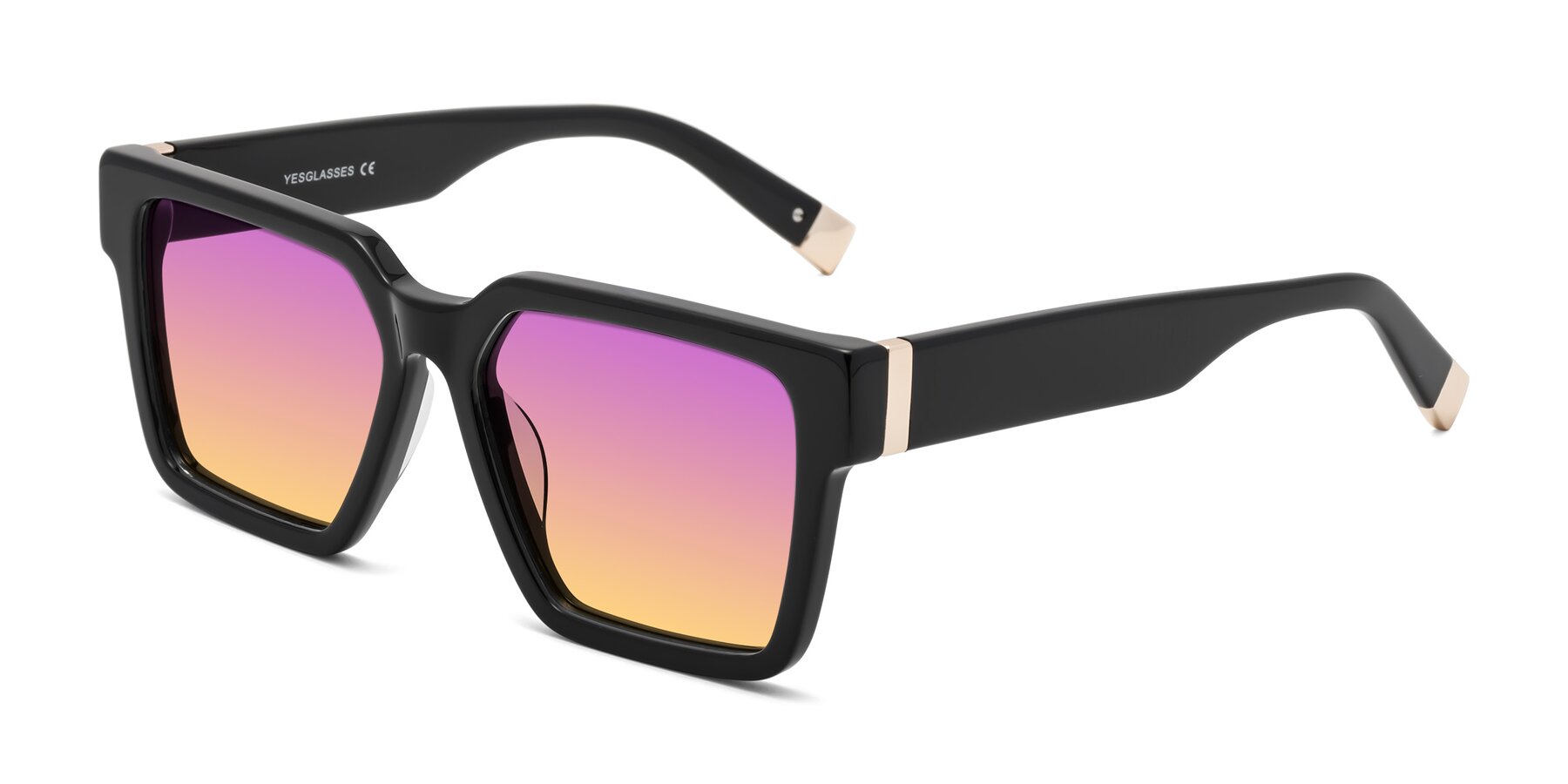 Angle of Prince in Black with Purple / Yellow Gradient Lenses