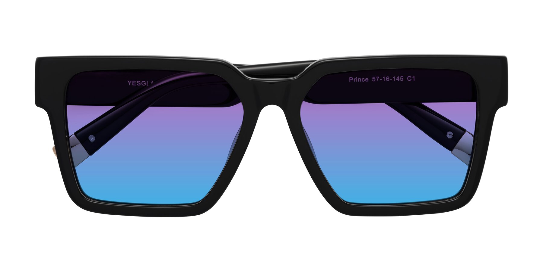 Folded Front of Prince in Black with Purple / Blue Gradient Lenses