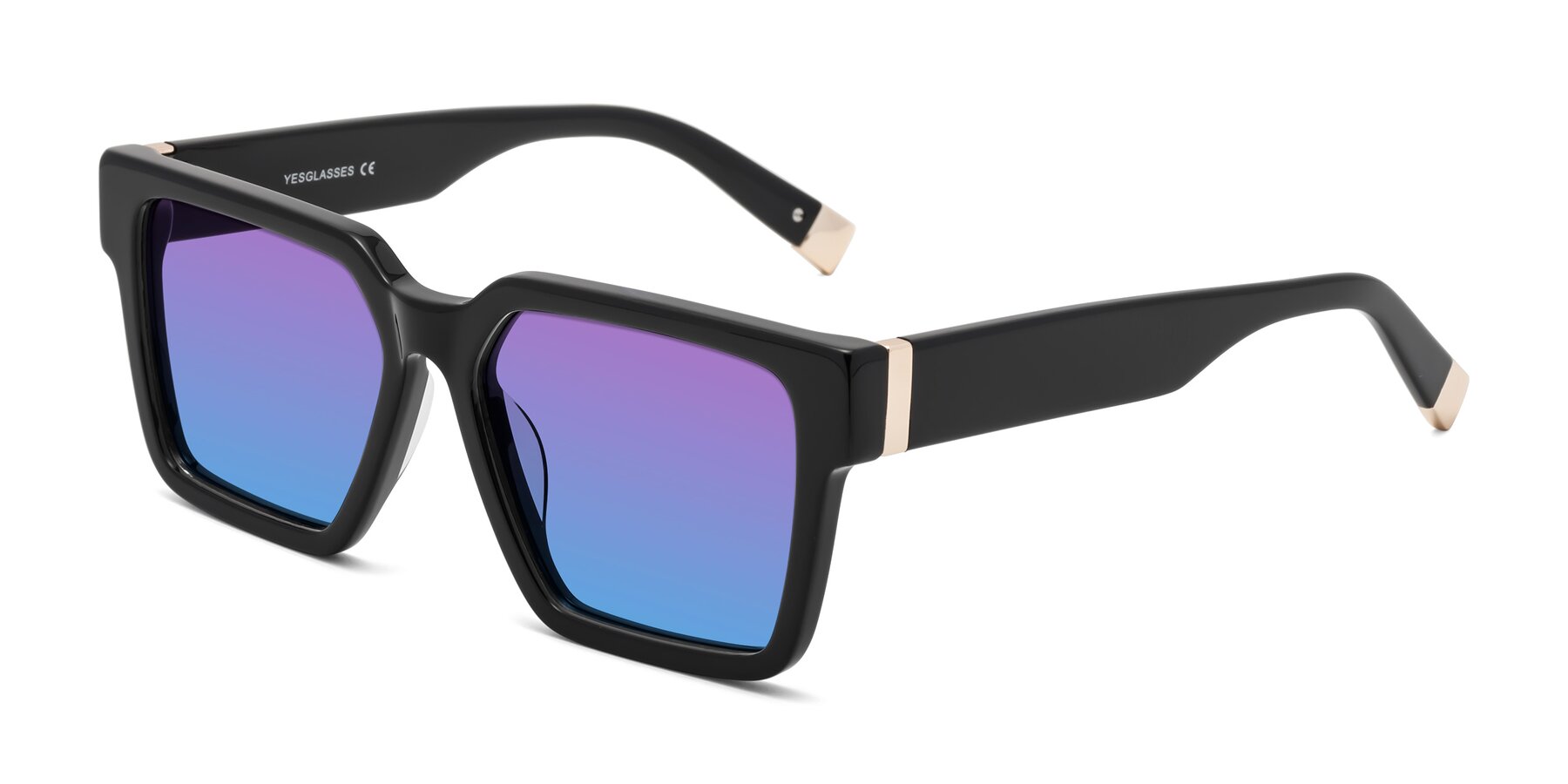 Angle of Prince in Black with Purple / Blue Gradient Lenses