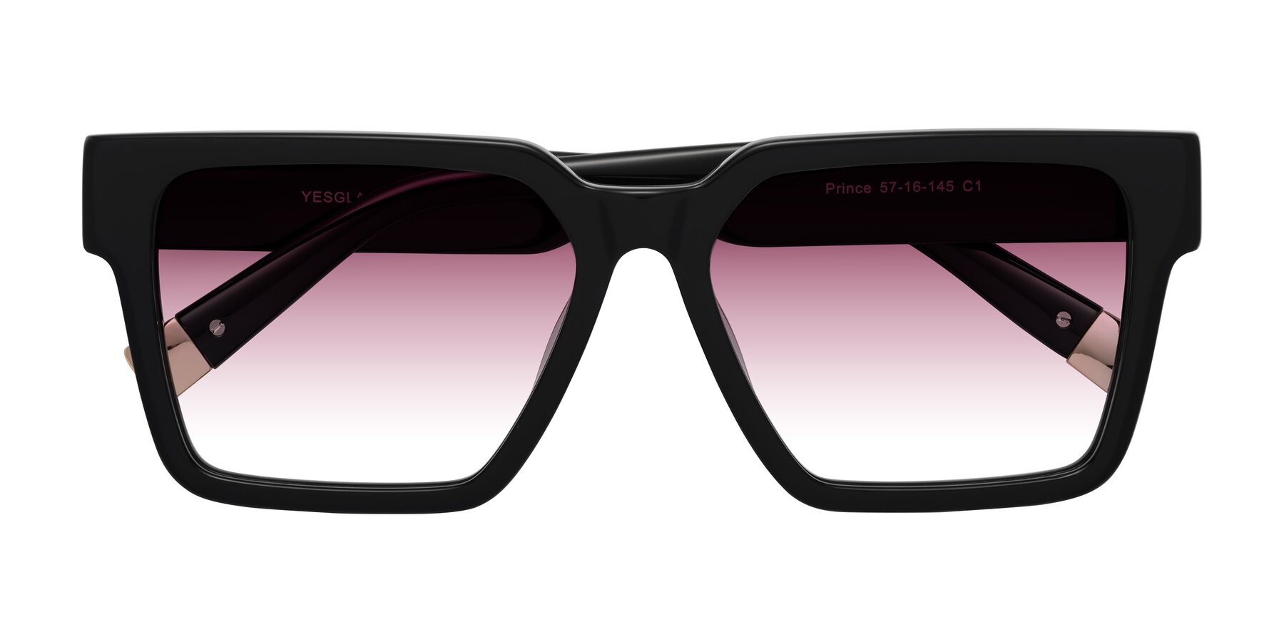 Folded Front of Prince in Black with Wine Gradient Lenses