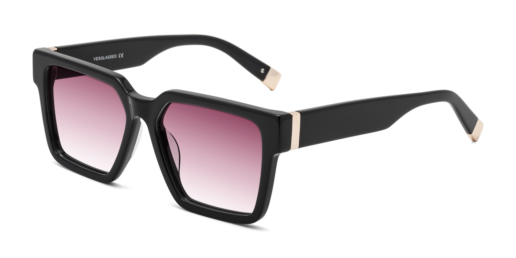 Angle of Prince in Black with Wine Gradient Lenses