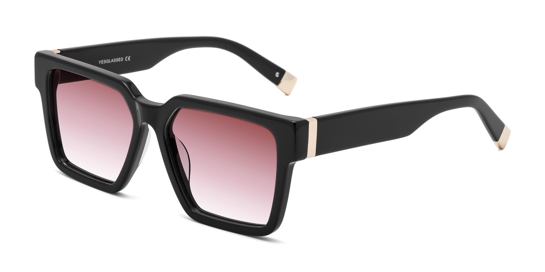 Angle of Prince in Black with Garnet Gradient Lenses