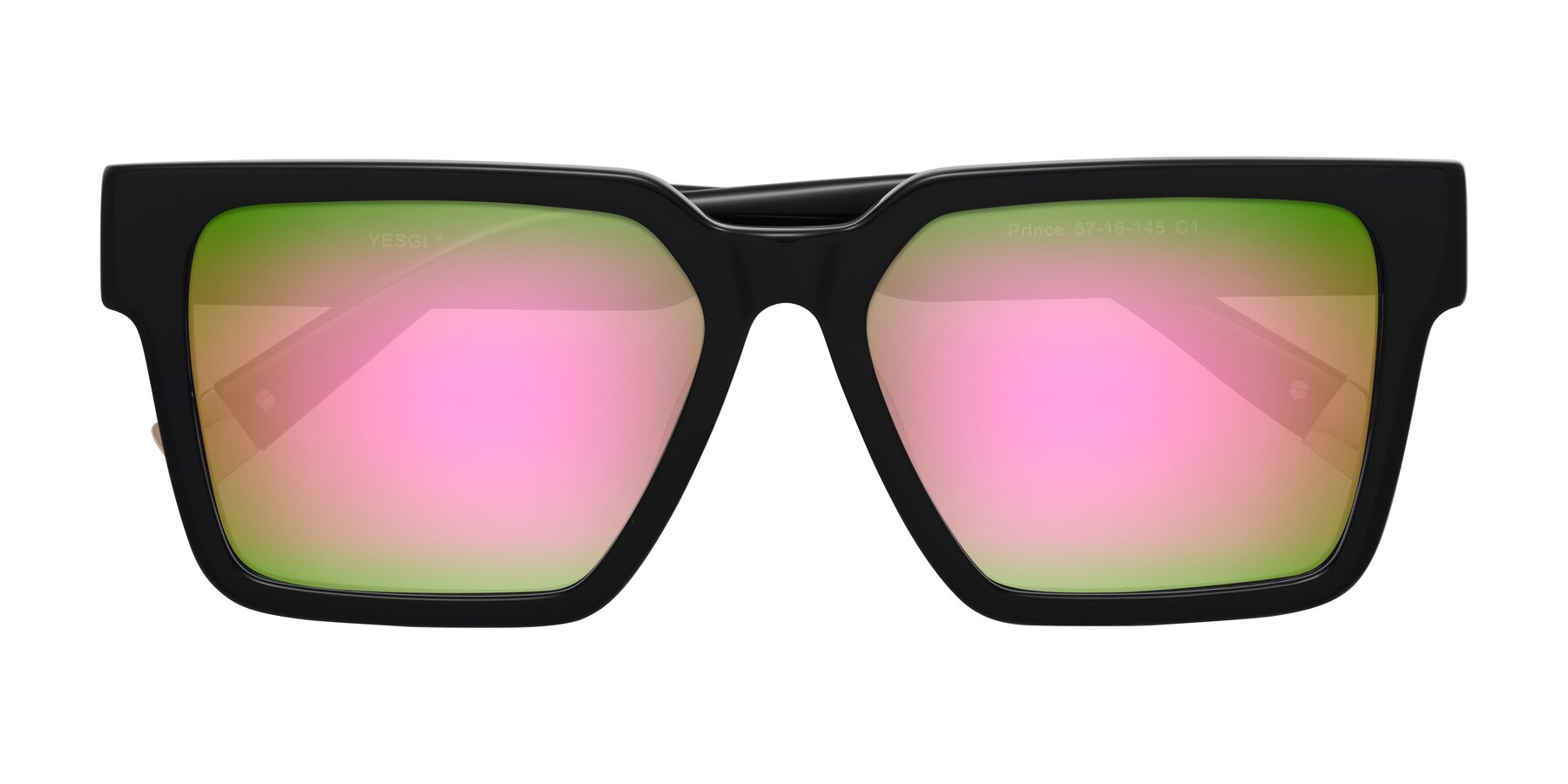 Folded Front of Prince in Black with Pink Mirrored Lenses