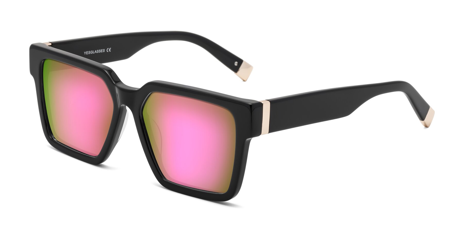 Angle of Prince in Black with Pink Mirrored Lenses