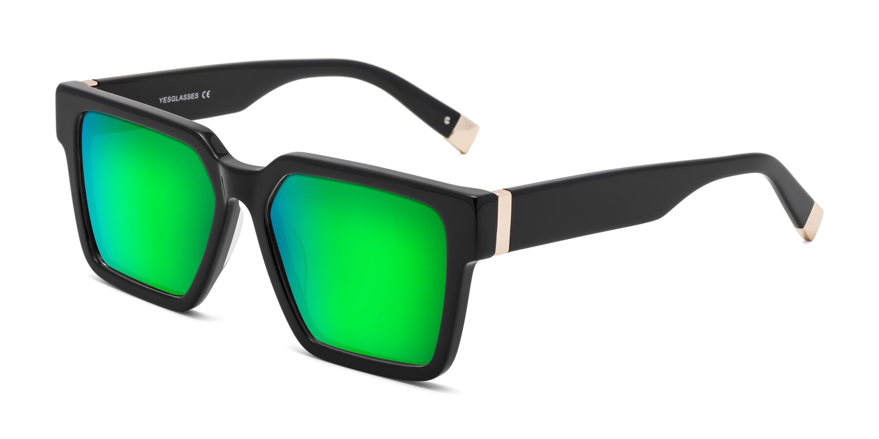 Angle of Prince in Black with Green Mirrored Lenses