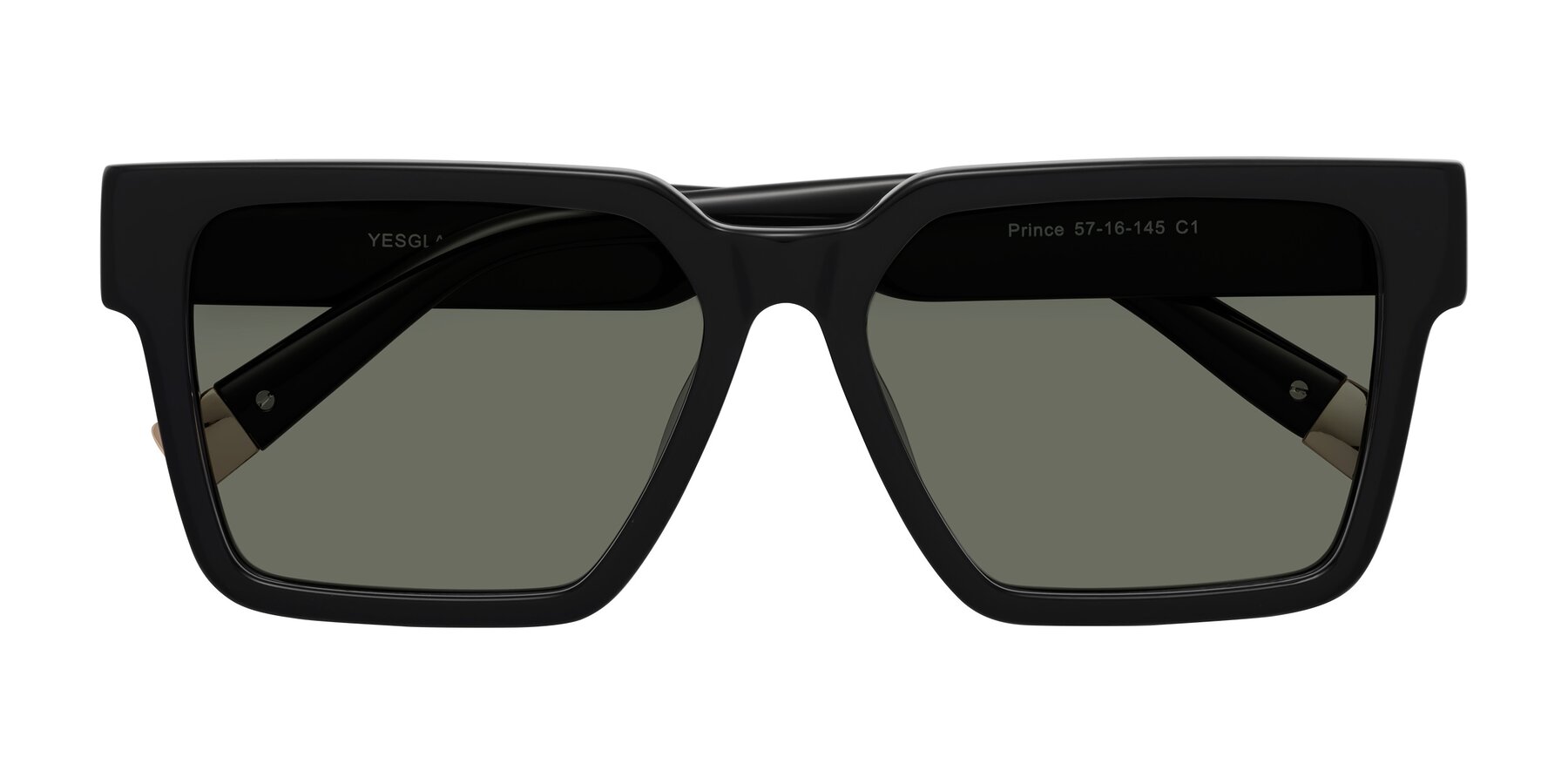 Folded Front of Prince in Black with Gray Polarized Lenses