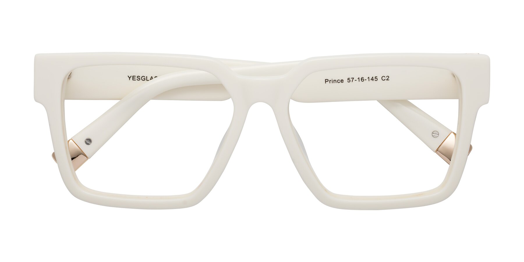 Folded Front of Prince in Ivory with Clear Reading Eyeglass Lenses