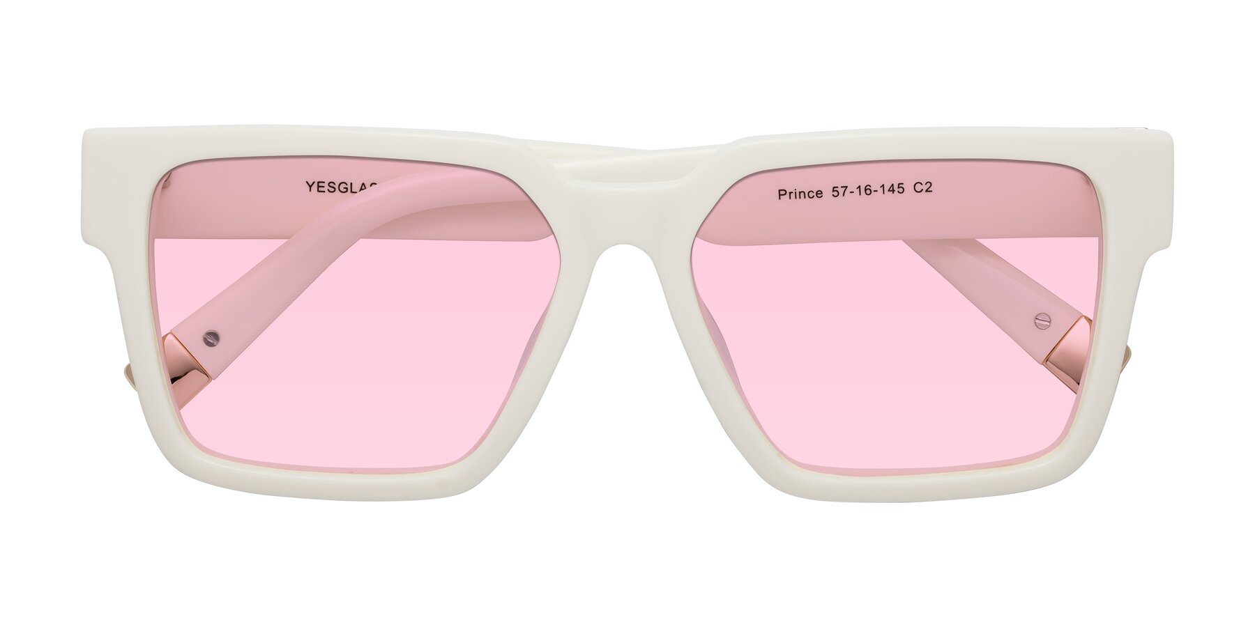 Folded Front of Prince in Ivory with Light Pink Tinted Lenses