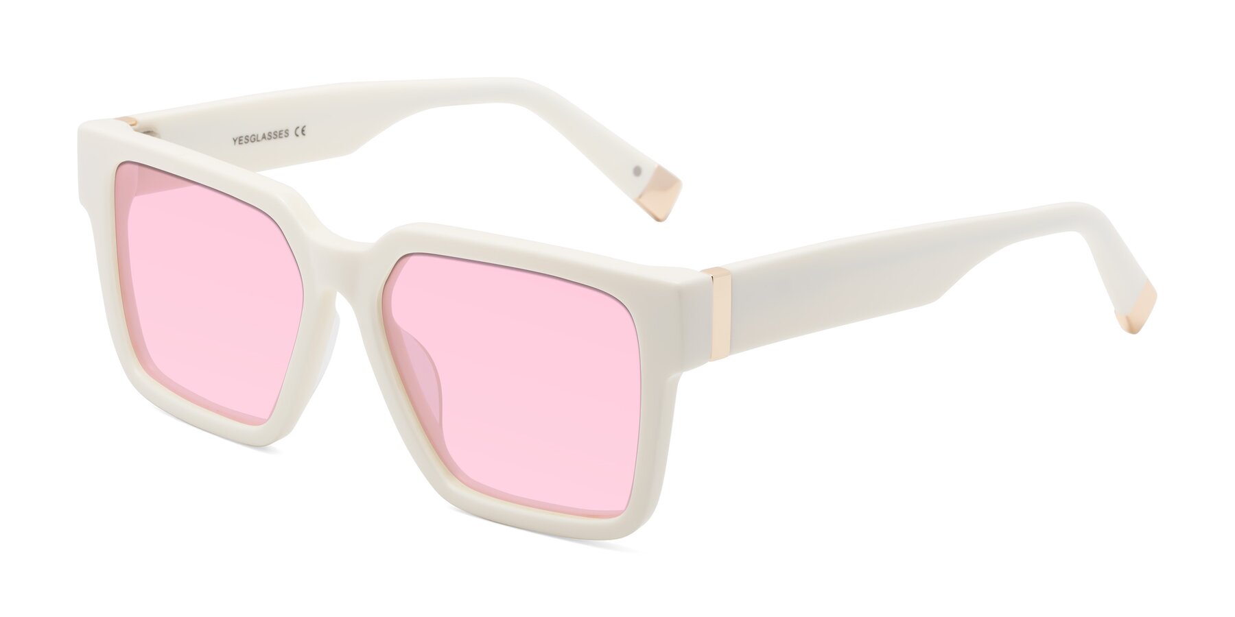 Angle of Prince in Ivory with Light Pink Tinted Lenses