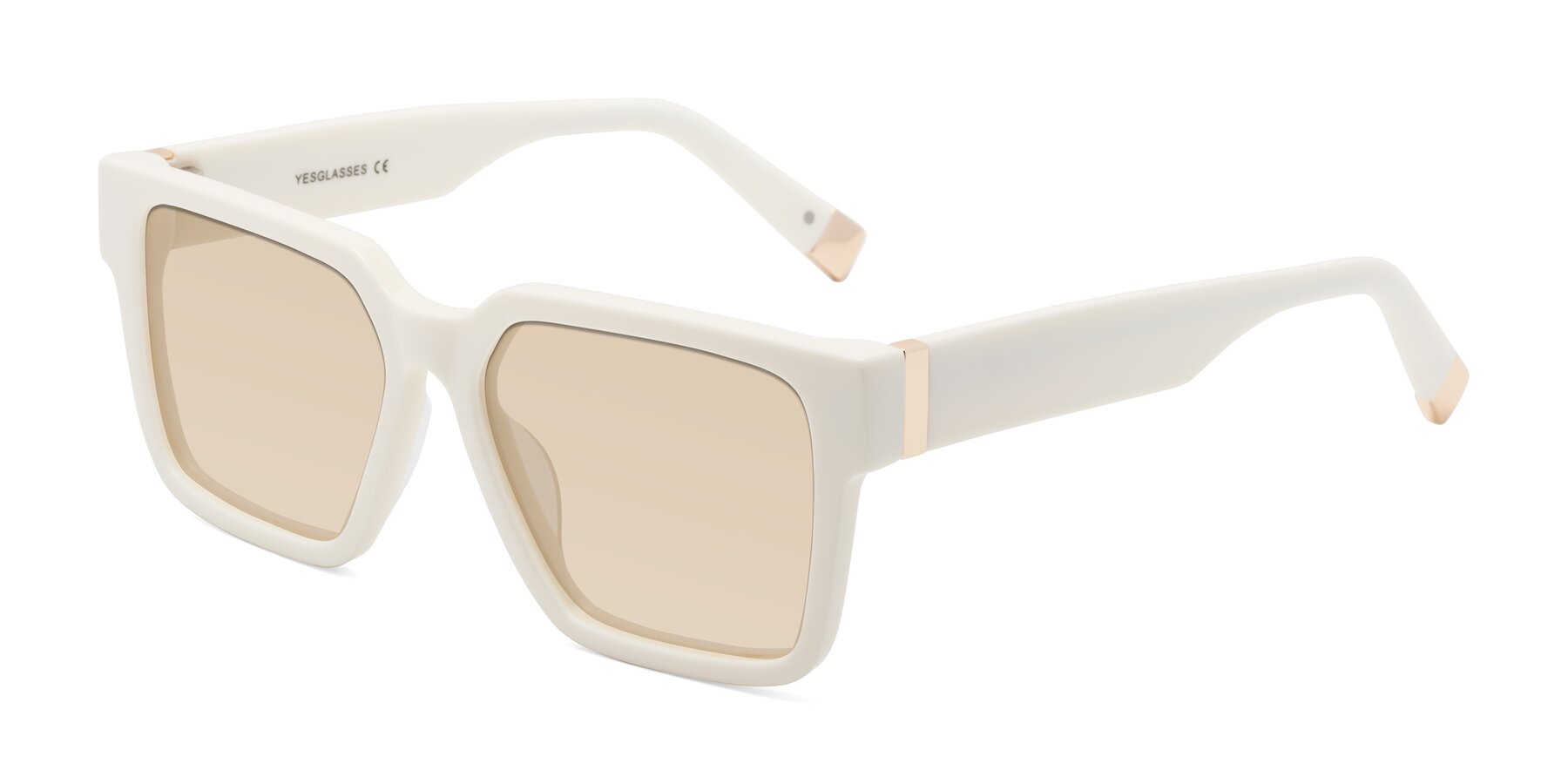 Angle of Prince in Ivory with Light Brown Tinted Lenses